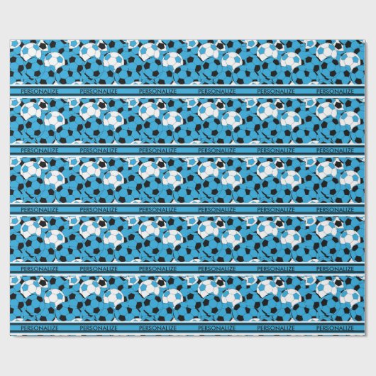 Baby Blue Voetbal Collage Cadeaupapier (Vlak)
