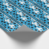 Baby Blue Voetbal Collage Cadeaupapier (Hoek)