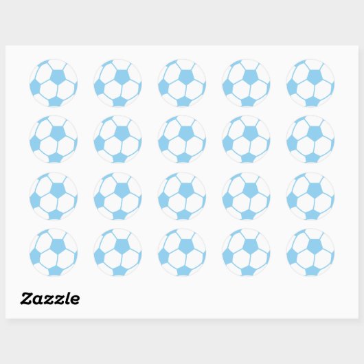 Baby Blue Voetbal Ronde Sticker (Vel)