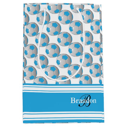 Baby Blue Voetballen Medium Cadeauzakje (Voorkant)