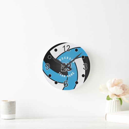 Baby Blue Volleyball Style met ZY-tekst Ronde Klok (Huis)
