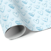 Baby Blue Watercolor Harten Cadeaupapier (Rol Hoek)