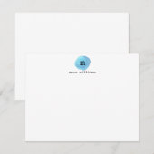 Baby Blue Waterverf Circle Modern Zwart Monogram Notitiekaartje (Voorkant / Achterkant)