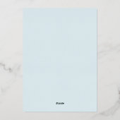 Baby Blue Waterverf Clouds Gold Cross Doop Folie Uitnodiging (Achterkant)