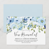 Baby Blue Waterverf Floral Wedding Vow Renewal Kaart (Voorkant / Achterkant)