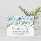 Baby Blue Waterverf Floral Wedding Vow Renewal Kaart (Staand voorkant)