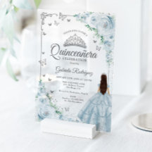 Baby Blue Waterverfrozen Zilveren Quinceanera