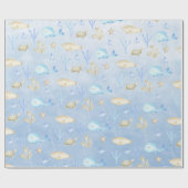 Baby Blue Whale & Narwhal onder het Zee Cadeaupapier (Vlak)