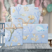 Baby Blue Whale Octopus Seahorse under the Zee Inpakpapier Vel