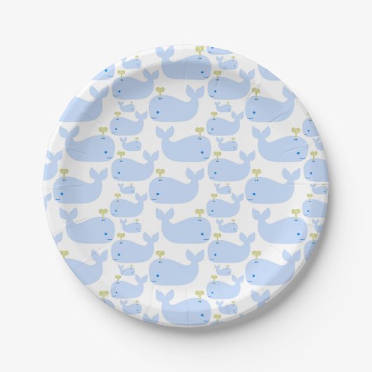 Baby Blue Whales Baby Gift Shower Papieren Bordje (Voorkant)