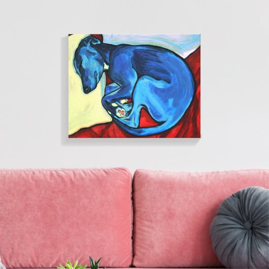 'Baby Blue' Whippet Puppy Canvas Afdruk (Insitu (Woonkamer))