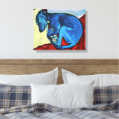 'Baby Blue' Whippet Puppy Canvas Afdruk (Insitu (Slaapkamer))
