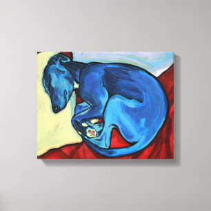 'Baby Blue' Whippet Puppy Canvas Afdruk