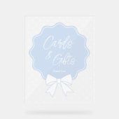 Baby Blue & White Bow Polka Dots Kaarten en gesche Acryl Bord (Voorkant)