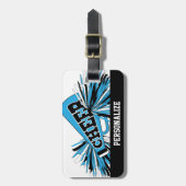 Baby Blue, White en Black Cheerleader Megaphone Bagagelabel (Voorkant verticaal)