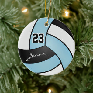 Baby Blue, White en Black 🏐 Volleyball Keramisch Ornament