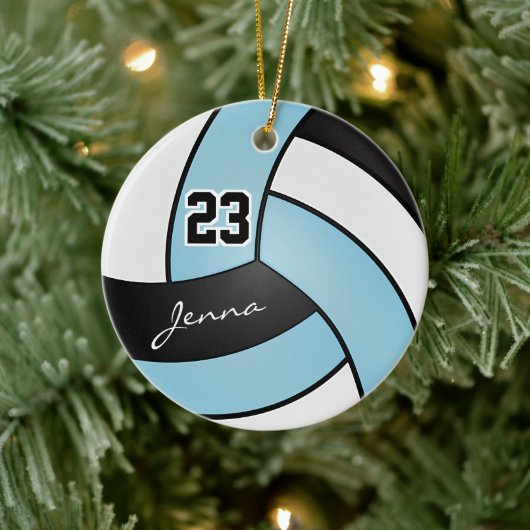 Baby Blue, White en Black 🏐 Volleyball Keramisch Ornament (Boom)