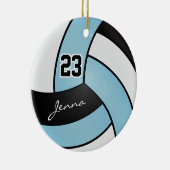 Baby Blue, White en Black 🏐 Volleyball Keramisch Ornament (Rechts)