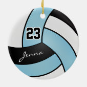 Baby Blue, White en Black 🏐 Volleyball Keramisch Ornament (Achterkant)