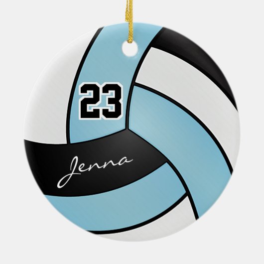 Baby Blue, White en Black 🏐 Volleyball Keramisch Ornament (Achterkant)