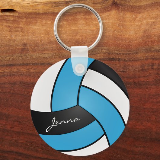 Baby Blue, White en Black Volleyball Sleutelhanger (Achterkant)