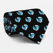 Baby Blue, White en Black Volleyball Stropdas (Opgerold)