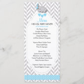 Baby Blue, White en Grey Elephant - Baby shower M Menu (Voorkant)