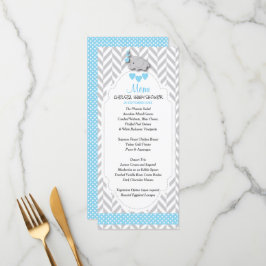 Baby Blue, White en Grey Elephant - Baby shower M Menu