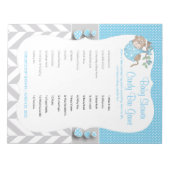Baby Blue, White en Grey Monkey Baby shower - Game Notitieblok (Voorkant)