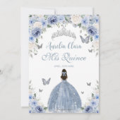 Baby Blue White Floral Princess Quinceañera XV 16 Kaart (Achterkant)