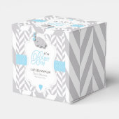 Baby Blue, White Grey Elephant Baby shower Bedankdoosjes (Achterkant)