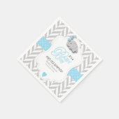 Baby Blue, White Grey Elephant Baby shower Servetten (Hoek)