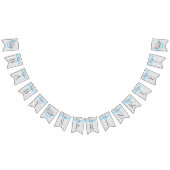 Baby Blue, White Grey Elephant Baby Sprinkle Vlaggetjes (Alle)