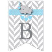 Baby Blue, White Grey Elephant Baby Sprinkle Vlaggetjes (Tweede vlag)