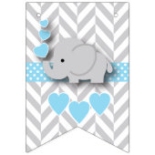 Baby Blue, White Grey Elephant Baby Sprinkle Vlaggetjes (Eerste vlag)