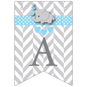 Baby Blue, White Grey Elephant Baby Sprinkle Vlaggetjes (Derde vlag)