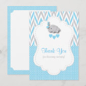 Baby Blue, White Grey Elephant Dank je Bedankkaart (Voorkant / Achterkant)