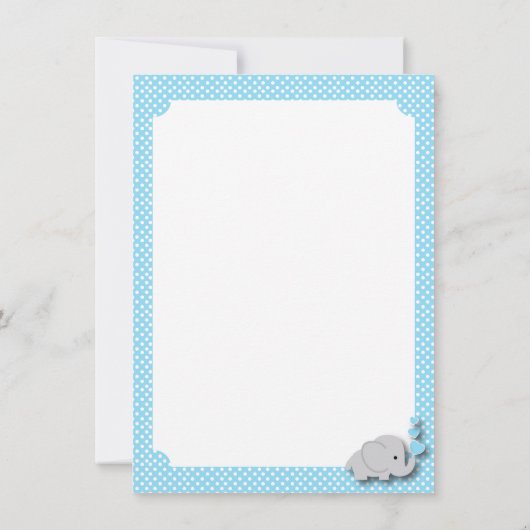 Baby Blue, White Grey Elephant Dank je Bedankkaart (Achterkant)