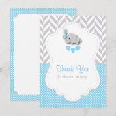 Baby Blue, White Grey Elephant 🐘 Dank je Bedankkaart (Voorkant / Achterkant)