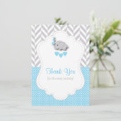 Baby Blue, White Grey Elephant 🐘 Dank je Bedankkaart (Staand voorkant)