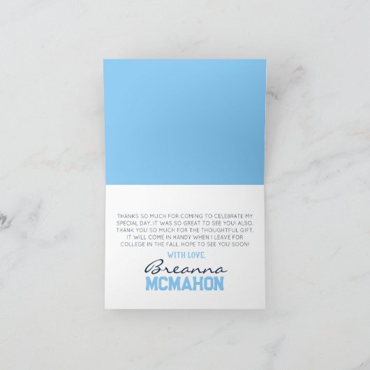 Baby Blue & White Paw Afstuderen vouwen Bedankkaart (Binnen)