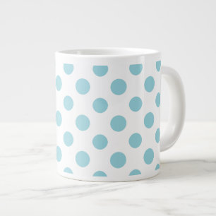 Baby Blue White Polka Dots Pattern Grote Koffiekop