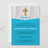 Baby Blue & White Satin Baptism / Christening Kaart (Voorkant)