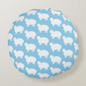 Baby Blue & White Sheep Sierkussen Rond Kussen (Achterkant)