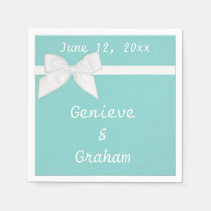 Baby Blue White Silk Ribbon Wedding Paper Napkins Servet
