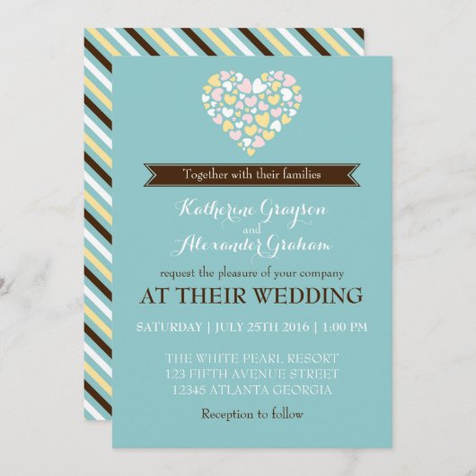 Baby Blue White Small Hearts Weddenschap Kaart (Voorkant / Achterkant)