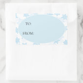 Baby Blue White Snowflakes kerst tot van Rechthoekige Sticker (Tas)