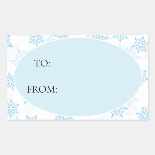 Baby Blue White Snowflakes kerst tot van Rechthoekige Sticker (Voorkant)