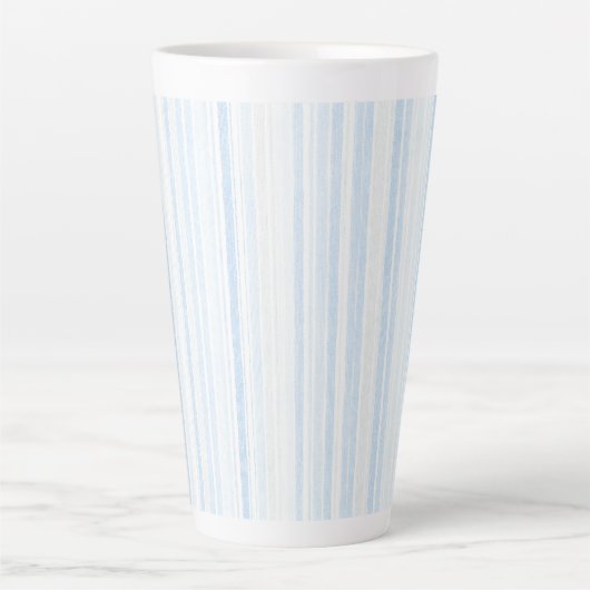 Baby Blue White Stripes Latte Mok (Voorkant)