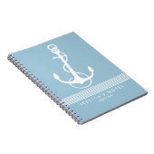 Baby Blue & White Stripes Nautical Boat Anchor 2 Notitieboek (Rechterzijde)